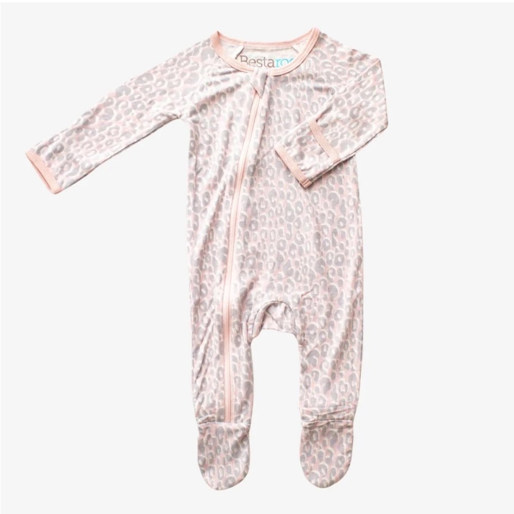 Bestaroo Bamboo Pink Leopard Zip Footie